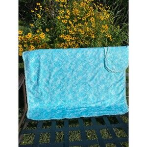 A 3 Piece Blue Flannel Floral Baby Blanket with 2 burb cloths